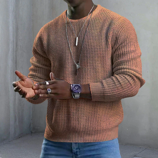👔Seasonal Style - Men's Stretch Knit Pullover – Classic Crew Neck & Easy Pairing with Jeans or Joggers