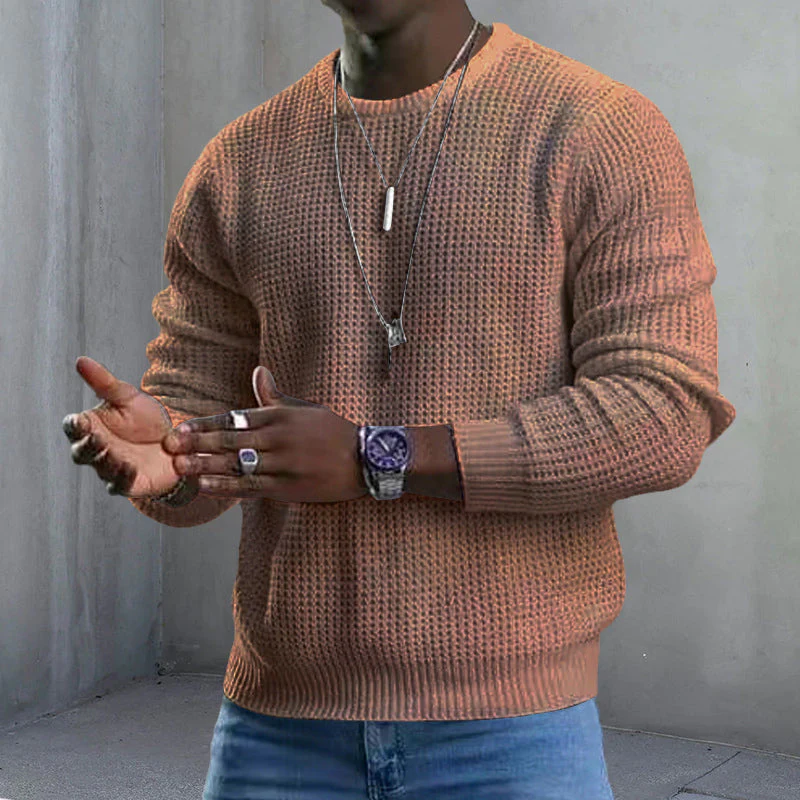 👔Seasonal Style - Men's Stretch Knit Pullover – Classic Crew Neck & Easy Pairing with Jeans or Joggers