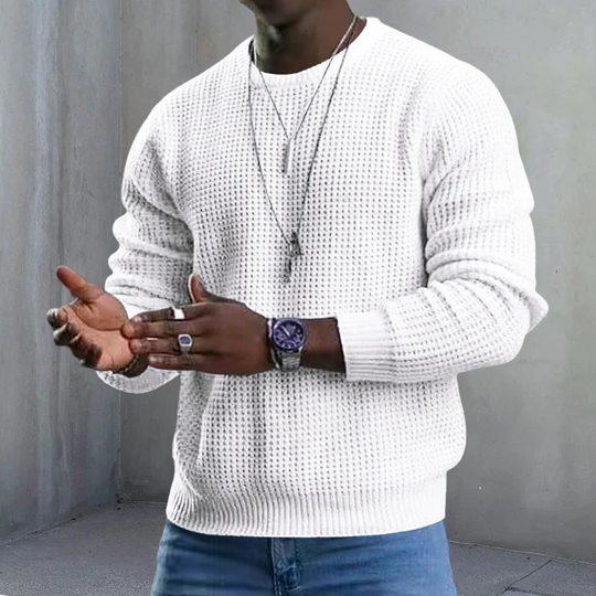 👔Seasonal Style - Men's Stretch Knit Pullover – Classic Crew Neck & Easy Pairing with Jeans or Joggers