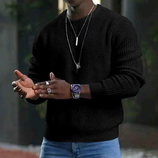 👔Seasonal Style - Men's Stretch Knit Pullover – Classic Crew Neck & Easy Pairing with Jeans or Joggers