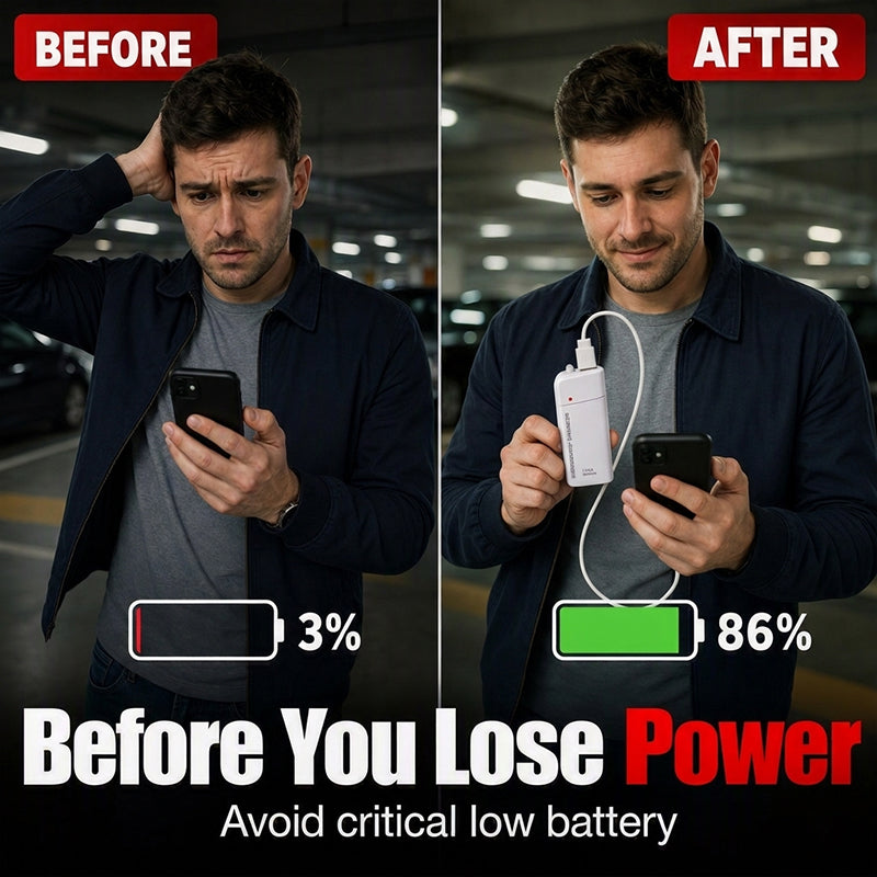 📢📢50% OFF !! ⏰Portable Emergency Phone Charger AA Battery Powered Power Bank with LED Flashlight
