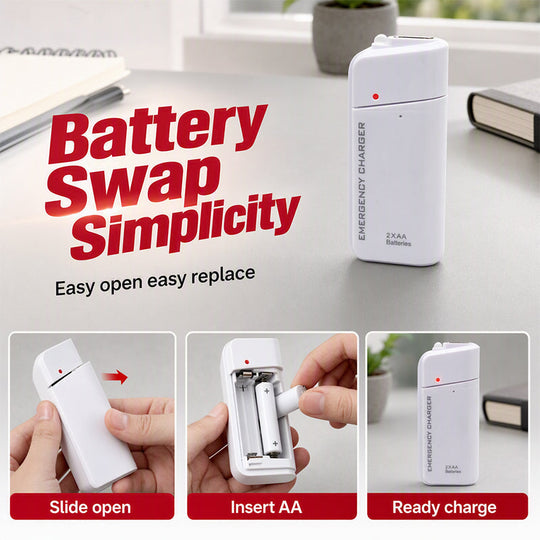 📢📢50% OFF !! ⏰Portable Emergency Phone Charger AA Battery Powered Power Bank with LED Flashlight