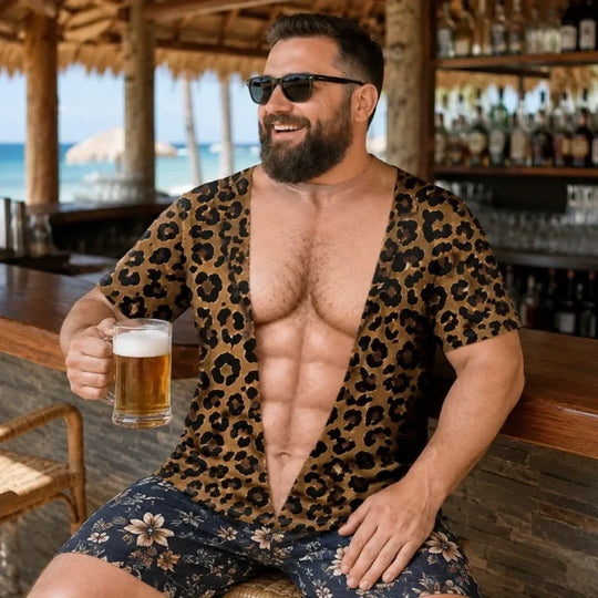 ⏰️LIMITED-TIME 50% OFF! 🔥Funny Men's Fake Muscle T-Shirt – 3D Printed Bodybuilding Illusion Tee for Beach & Parties