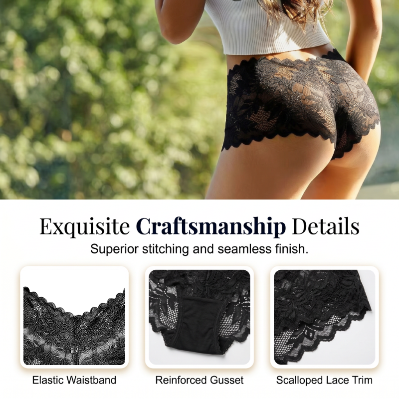 Women Sexy Lace Panties Sheer Floral Underwear