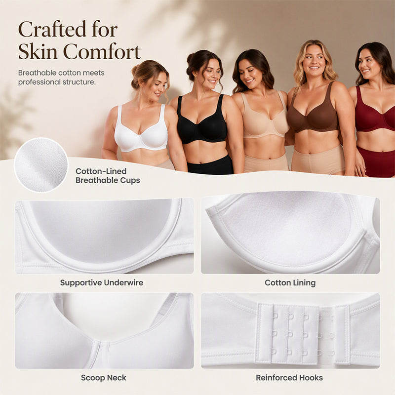 Women's Plus Size Underwire Bra Push Up Anti-Sagging Comfortable Brassiere