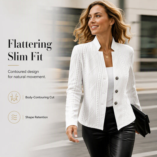 🧥New Arrivals - Sophisticated Knit Blazer with Tailored Silhouette – Versatile Layering Piece for Office or Evening