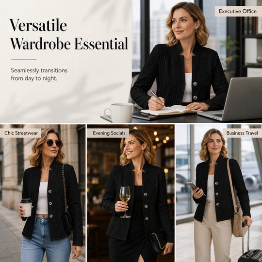 🧥New Arrivals - Sophisticated Knit Blazer with Tailored Silhouette – Versatile Layering Piece for Office or Evening