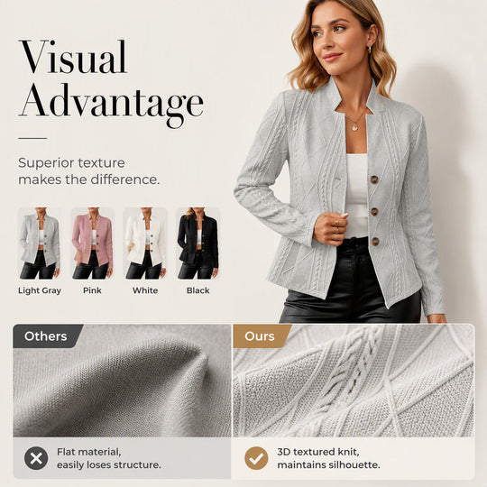 🧥New Arrivals - Sophisticated Knit Blazer with Tailored Silhouette – Versatile Layering Piece for Office or Evening