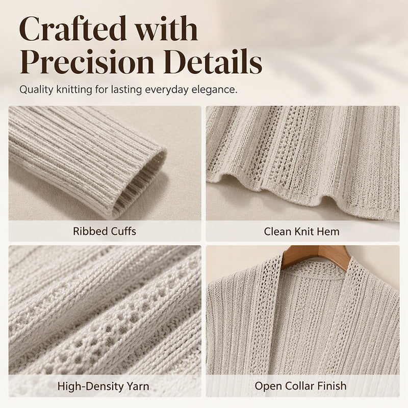 🌸🧥New Arrivals - Elegant Open Cardigan with Knit Texture – Soft Comfort & Versatile Style for Any Occasion