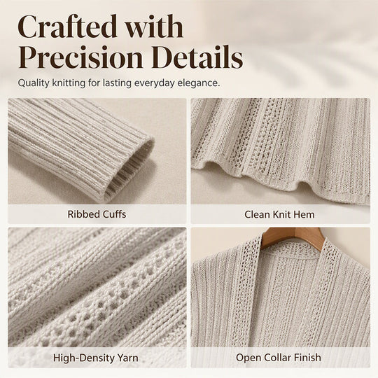 🌸🧥New Arrivals - Elegant Open Cardigan with Knit Texture – Soft Comfort & Versatile Style for Any Occasion
