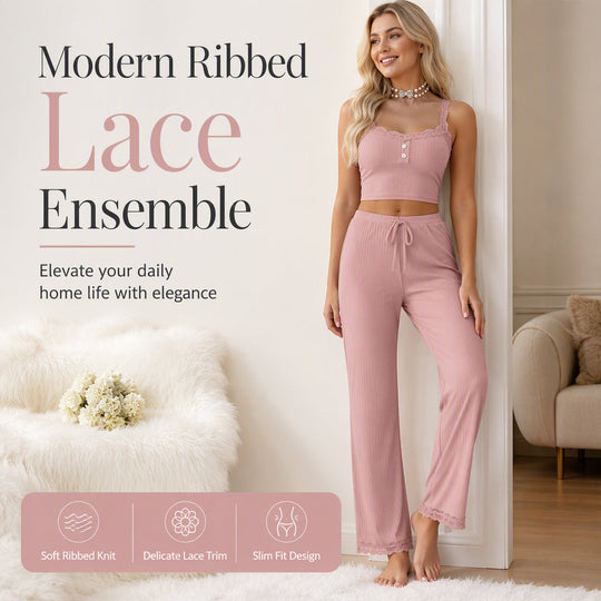Women's Summer Lace Camisole Pajama Set