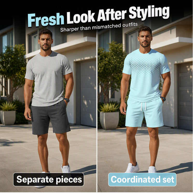 📢📢Hot Sale 50% OFF！💖Men's Casual T-Shirt & Shorts 2-Piece Set