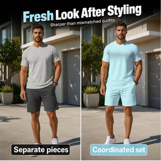 📢📢Hot Sale 50% OFF！💖Men's Casual T-Shirt & Shorts 2-Piece Set