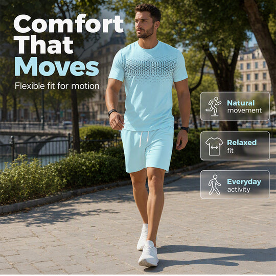 📢📢Hot Sale 50% OFF！💖Men's Casual T-Shirt & Shorts 2-Piece Set