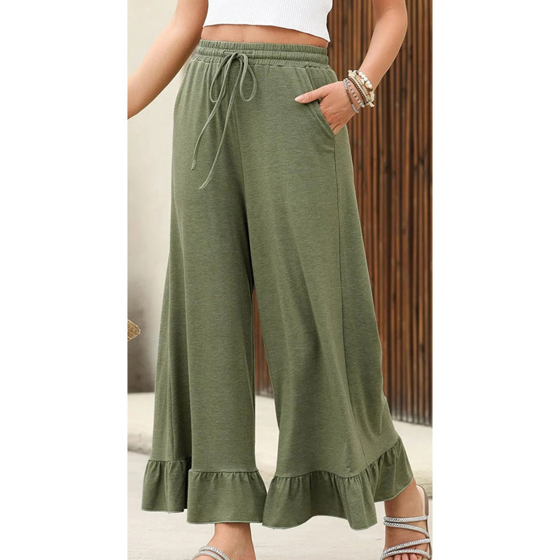 🔥 2026 Fresh Drops | Flat 50% OFF Today! 💸Women's Casual Wide-Leg Pants with Ruffle Hem
