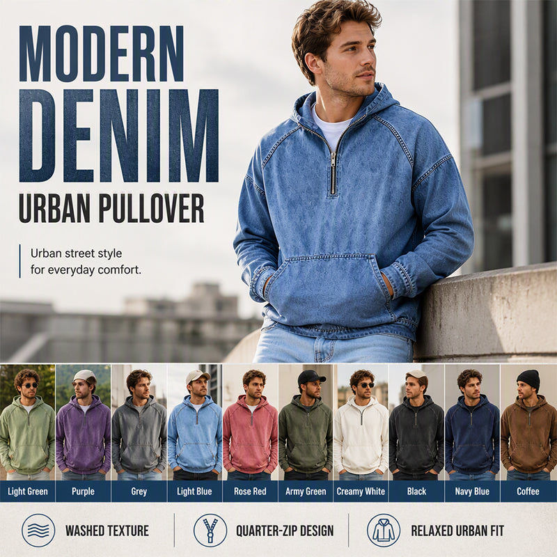 ⏰️LIMITED-TIME 40% OFF✨Men's Casual Half-Zip Denim Jacket-Inspired Layer For Effortless Everyday Style👖