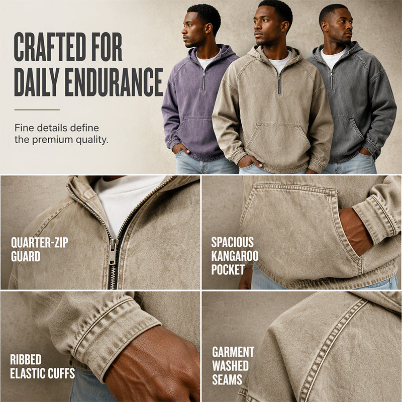 ⏰️LIMITED-TIME 40% OFF✨Men's Casual Half-Zip Denim Jacket-Inspired Layer For Effortless Everyday Style👖