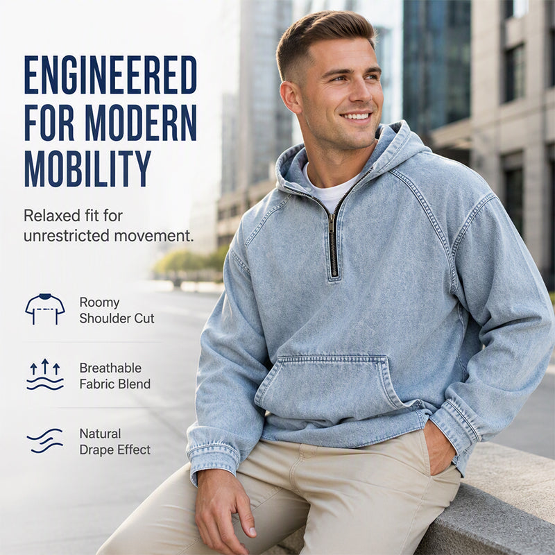 ⏰️LIMITED-TIME 40% OFF✨Men's Casual Half-Zip Denim Jacket-Inspired Layer For Effortless Everyday Style👖