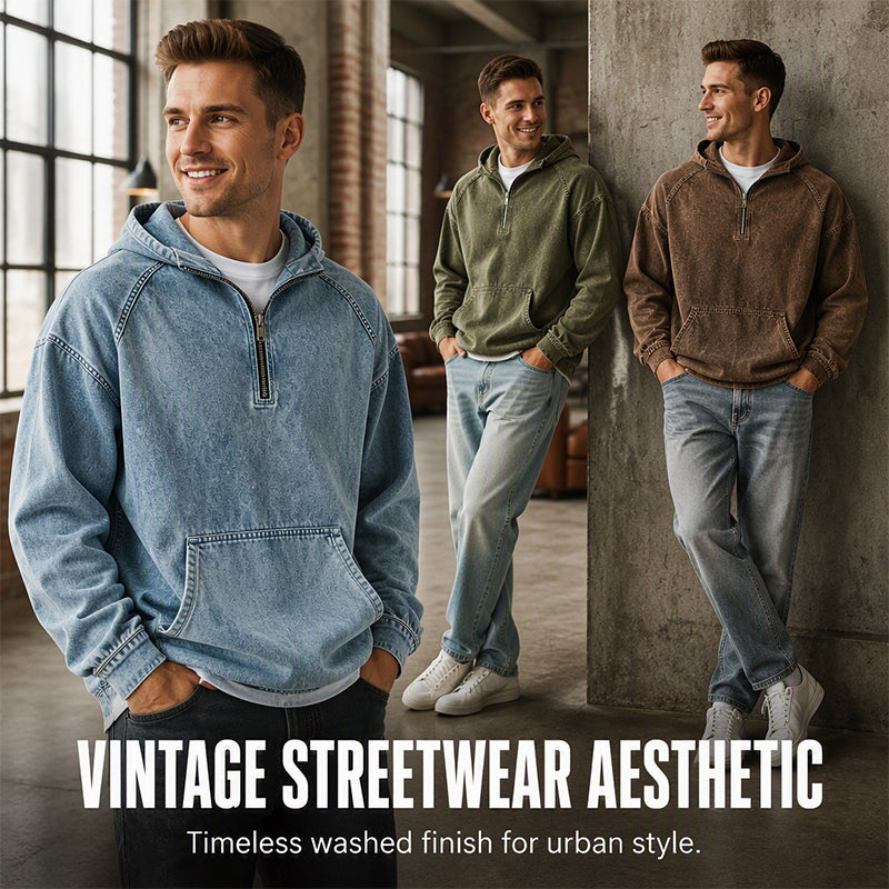 ⏰️LIMITED-TIME 40% OFF✨Men's Casual Half-Zip Denim Jacket-Inspired Layer For Effortless Everyday Style👖
