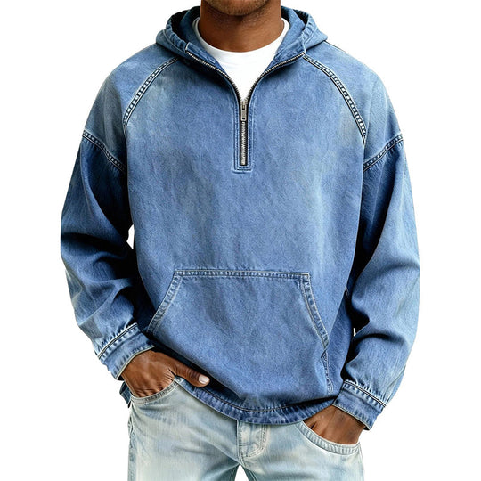 ⏰️LIMITED-TIME 40% OFF✨Men's Casual Half-Zip Denim Jacket-Inspired Layer For Effortless Everyday Style👖