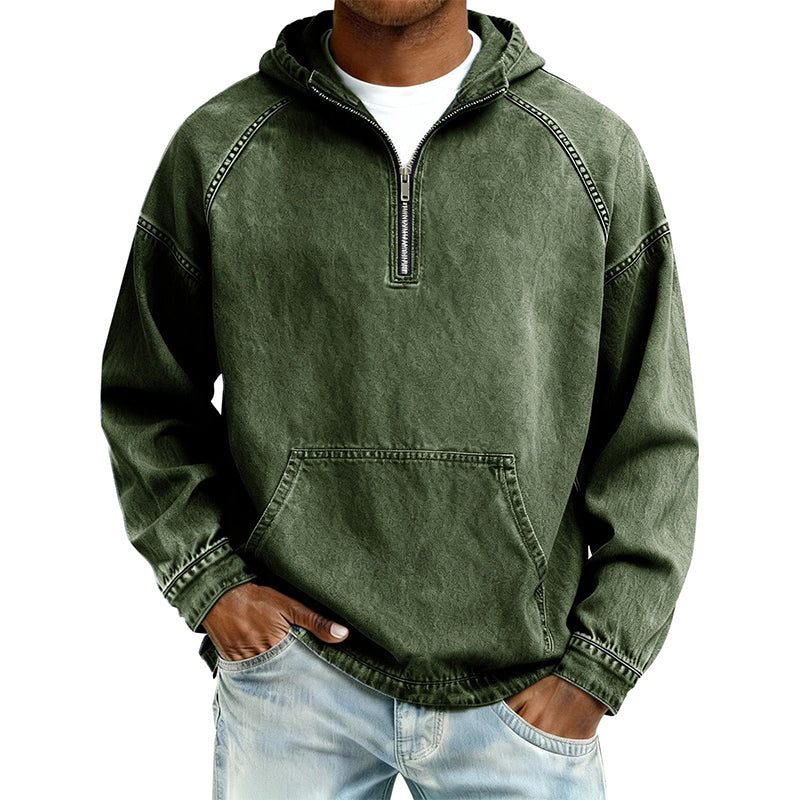 ⏰️LIMITED-TIME 40% OFF✨Men's Casual Half-Zip Denim Jacket-Inspired Layer For Effortless Everyday Style👖