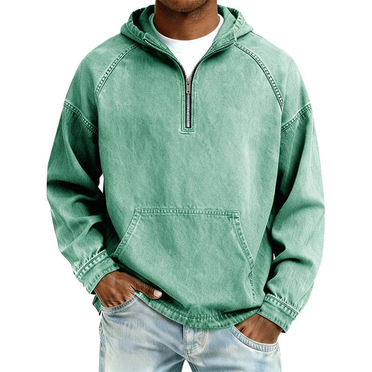 ⏰Last Day Sale 50% Off💃Men's Casual Half-Zip Denim Jacket
