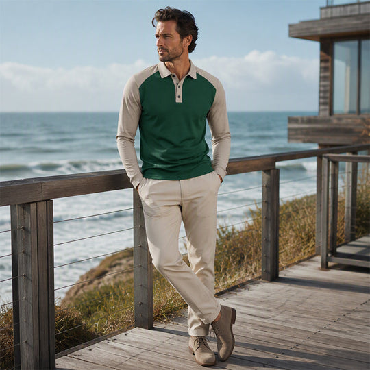 🍁New Fall Collection-Men's Casual Color-Block Long Sleeve Shirt