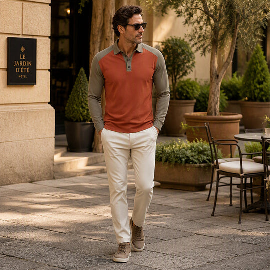 🍁New Fall Collection-Men's Casual Color-Block Long Sleeve Shirt