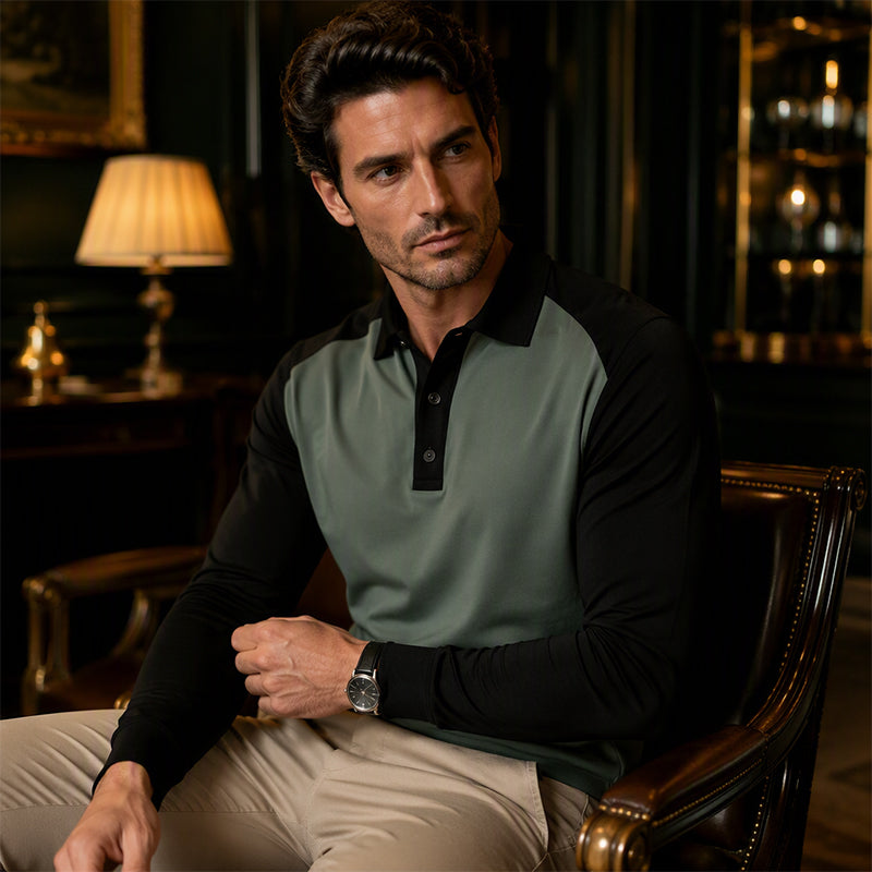 🍁New Fall Collection-Men's Casual Color-Block Long Sleeve Shirt
