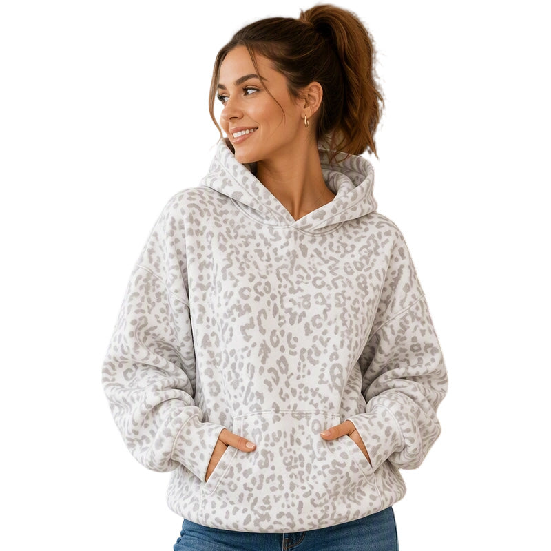 Women's Leopard Print Hooded Sweatshirt
