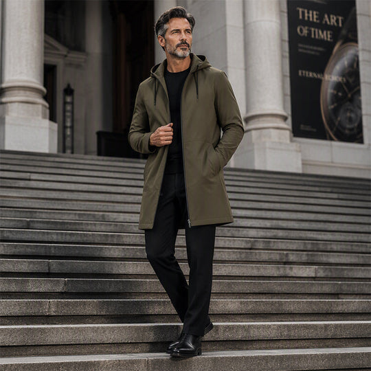 ✨Men's Mid-Length Hooded Windbreaker Jacket – Lightweight Waterproof-Style Outer Layer For Everyday Comfort 🧥