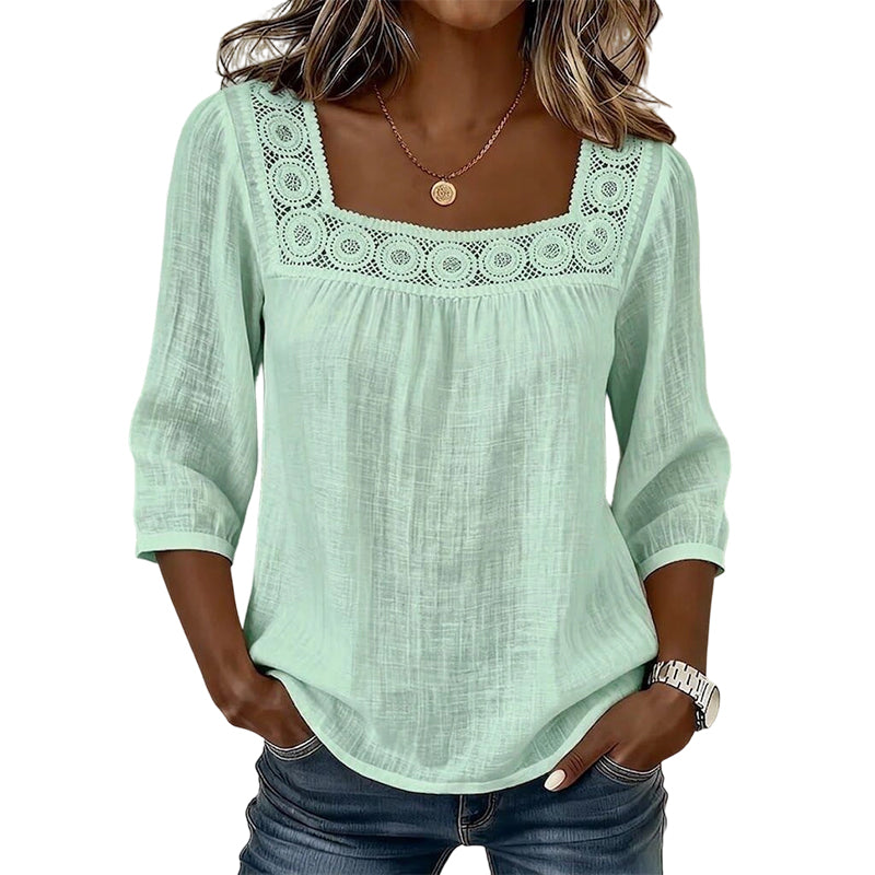 Women’s Square Neck Lace Crochet Blouse