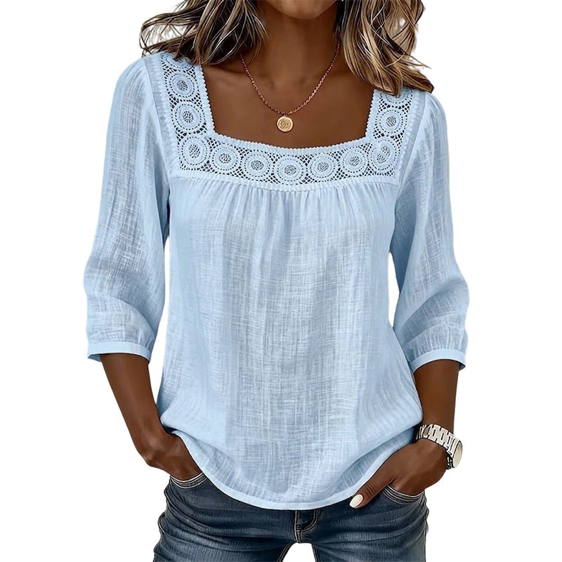 Women’s Square Neck Lace Crochet Blouse