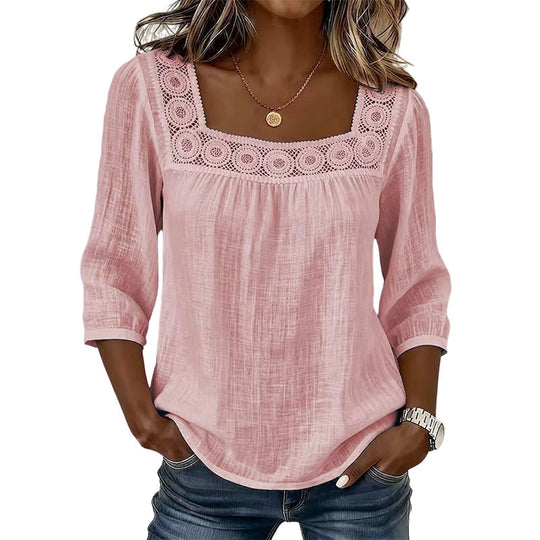 Women’s Square Neck Lace Crochet Blouse