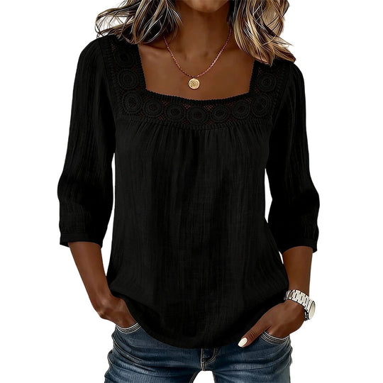 Women’s Square Neck Lace Crochet Blouse