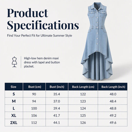 Women's Sleeveless Denim Dress with Asymmetrical Hem