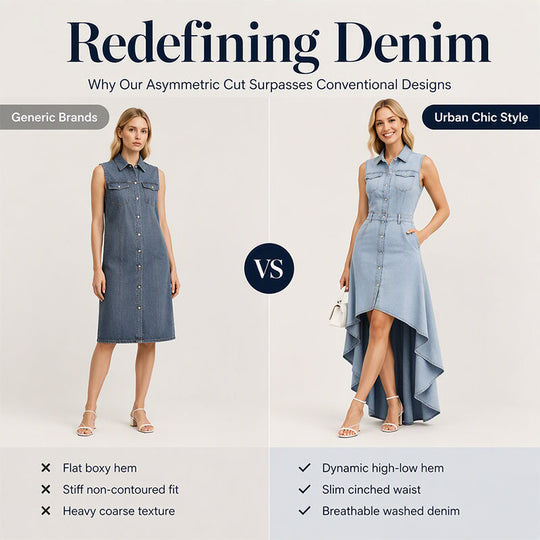 Women's Sleeveless Denim Dress with Asymmetrical Hem