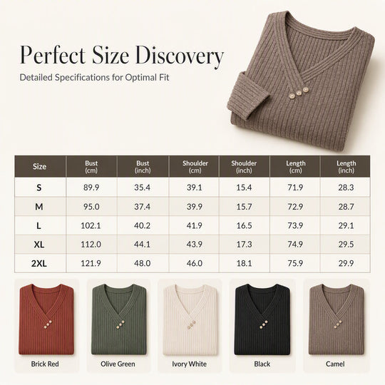 ⏰Last Day Sale 50% Off💃Women's Ribbed Knit V-Neck Top with Decorative Buttons