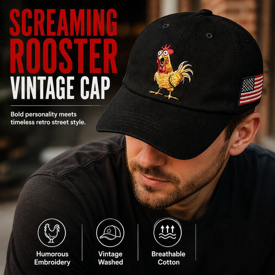⏰️LIMITED-TIME SPECIAL!🧢Men's Retro Rooster Baseball Cap – Classic Washed Dad Hat for Outdoor & Casual Wear
