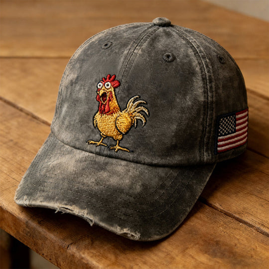 ⏰️LIMITED-TIME SPECIAL!🧢Men's Retro Rooster Baseball Cap – Classic Washed Dad Hat for Outdoor & Casual Wear