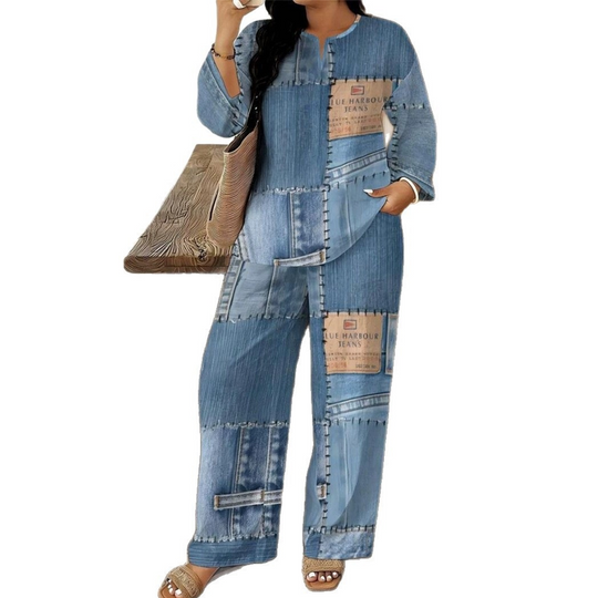Women's Long Sleeve Top & Wide Leg Pants Set