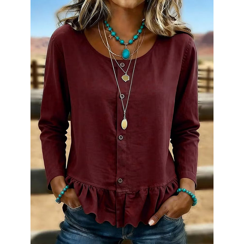 👖 LIMITED-TIME 50% OFF! ✨Women's Crew Neck Long Sleeve Top
