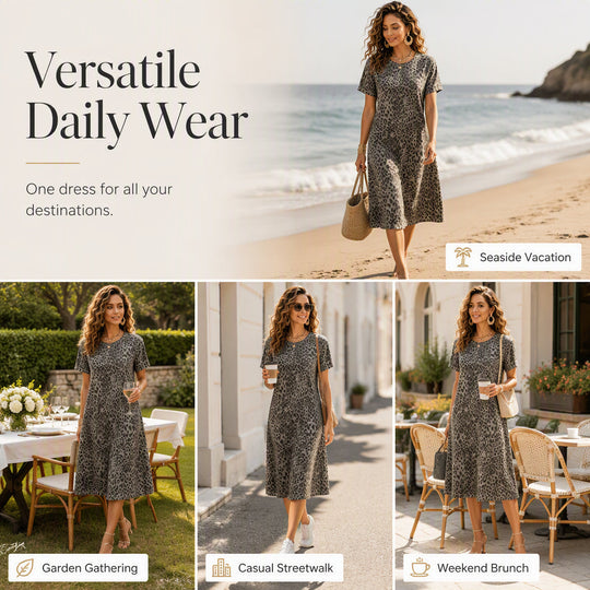 ⏰Last Day Sale 50% Off💃Women's Casual Leopard Print Dress