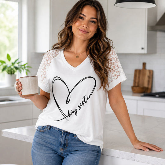⏰Last Day Sale 50% Off💃Elegant Lace Heart Tee