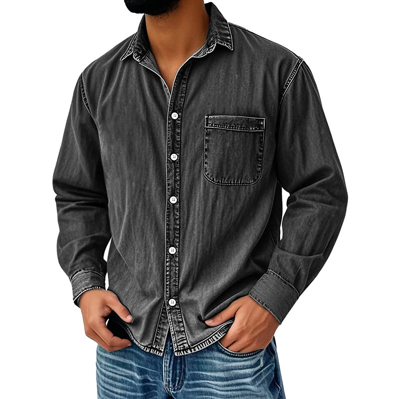 ⏰Last Day Sale 50% Off 💃 Men's Retro Washed Denim Shirt