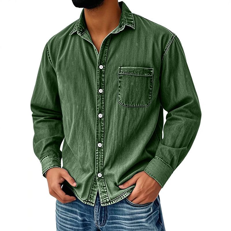 ⏰Last Day Sale 50% Off 💃 Men's Retro Washed Denim Shirt