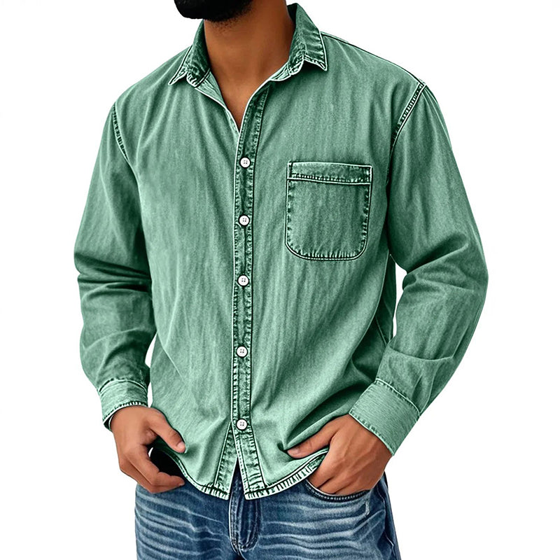 ⏰Last Day Sale 50% Off 💃 Men's Retro Washed Denim Shirt