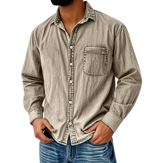 ⏰Last Day Sale 50% Off 💃 Men's Retro Washed Denim Shirt