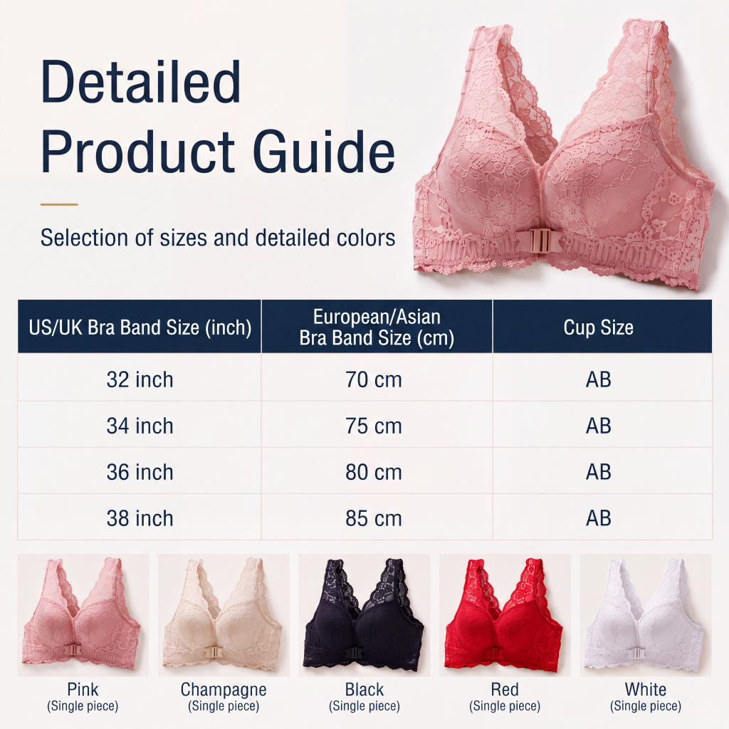 Women's Wire-Free Front Closure Lace Bra