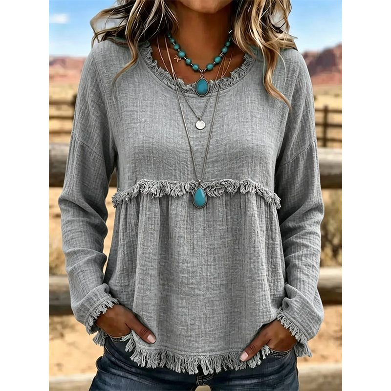 Women's Vintage Fringe Tassel Casual Top